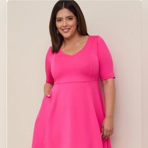 COPY - Mini Scuba Fluted Fit & Flare Dress pink
